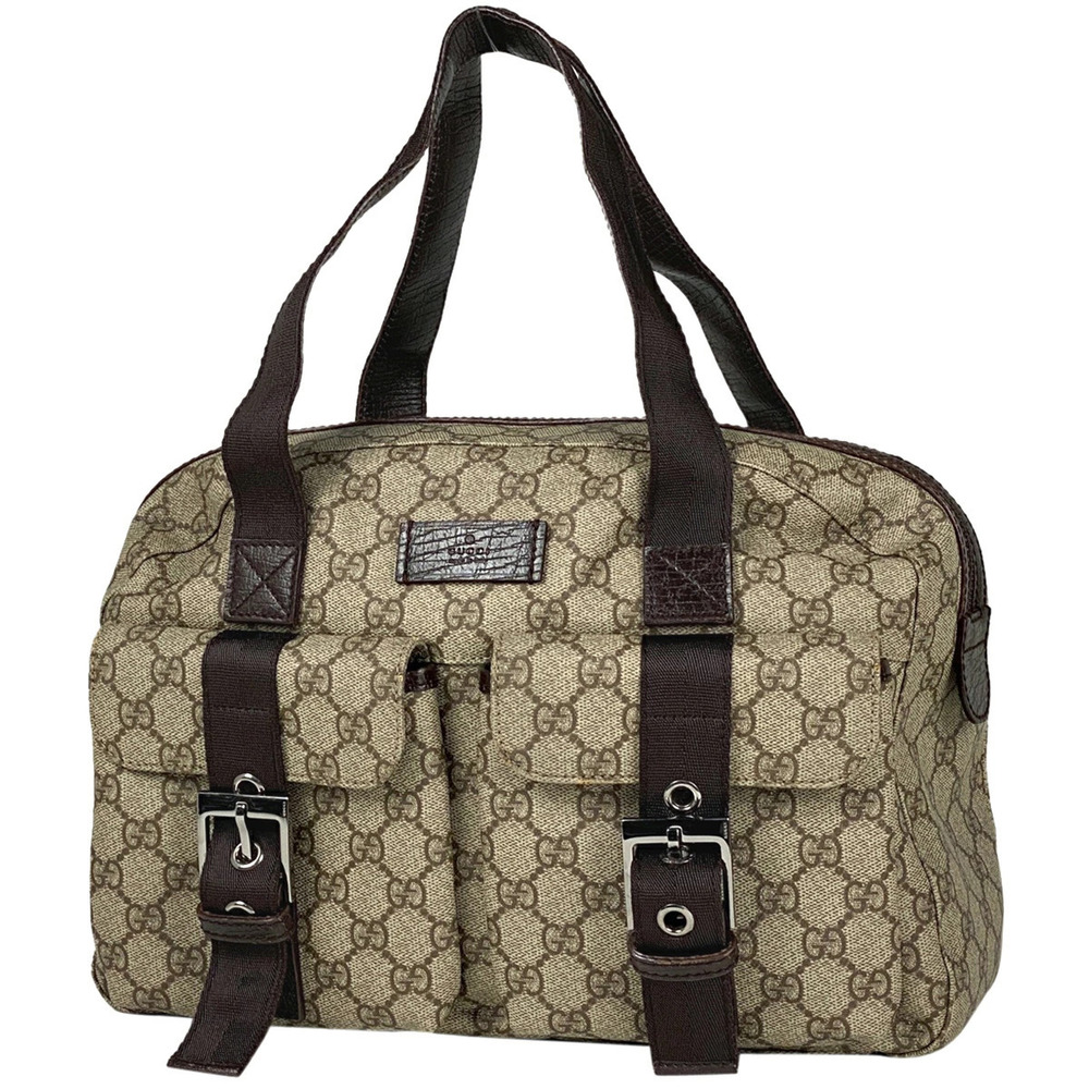 Gucci GG handbag Boston bag Supreme canvas beige brown